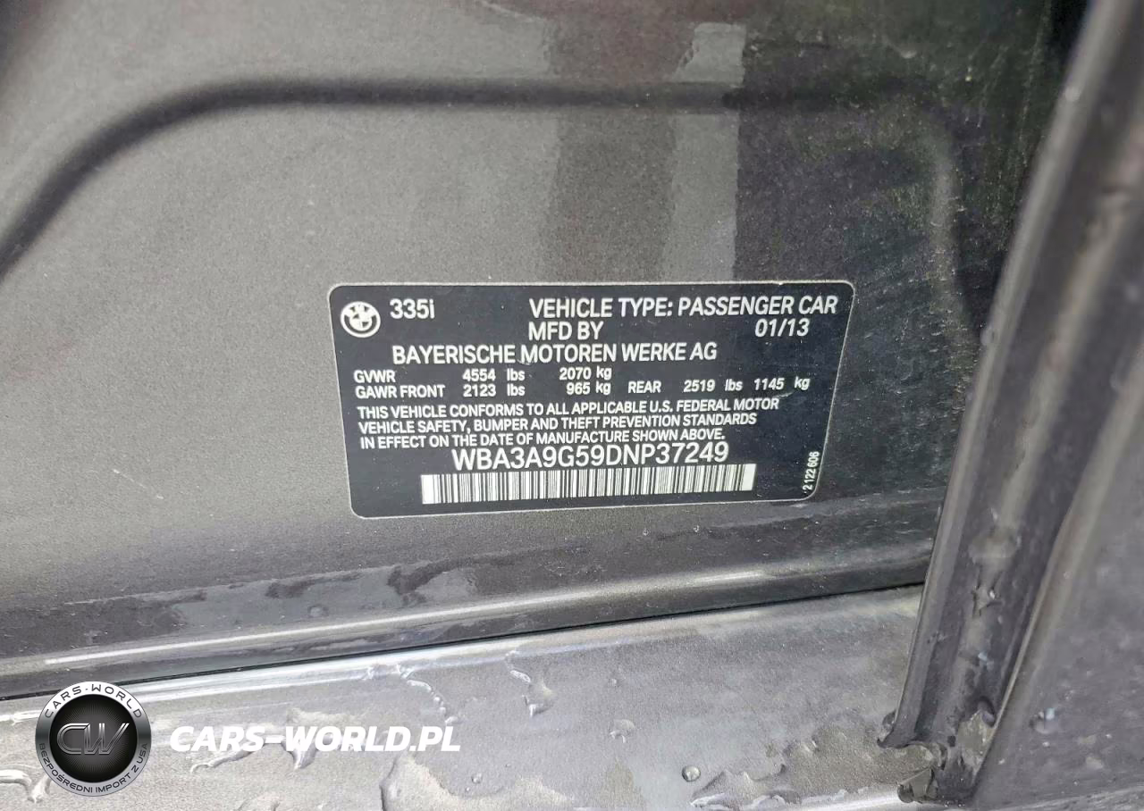 2013 BMW 335 I VIN:WBA3A9G59DNP37249 - 12