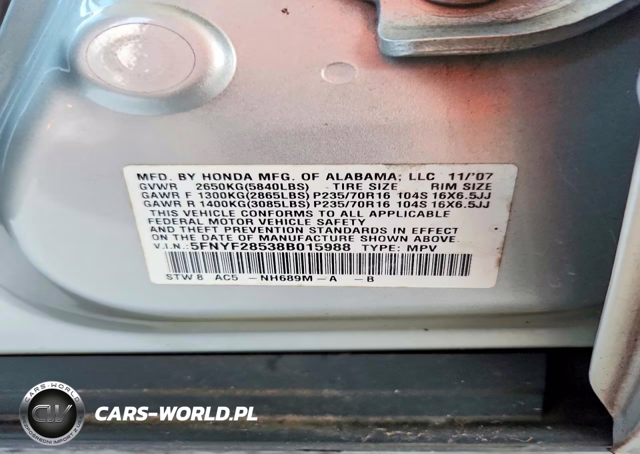 2008 Honda Pilot Exl VIN:5FNYF28538B015988 - 12