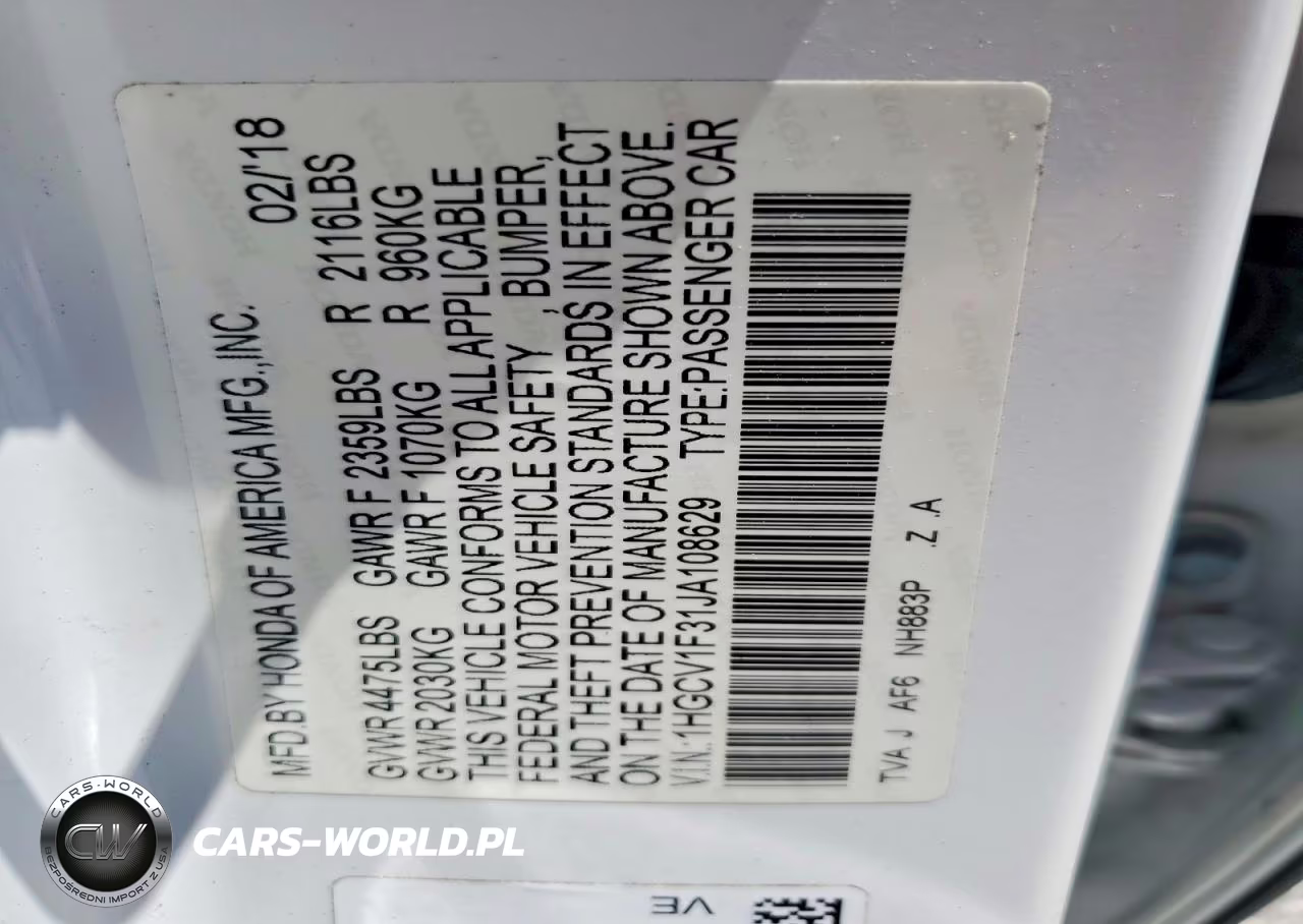 2018 Honda Accord Sport VIN:1HGCV1F31JA108629 - 13