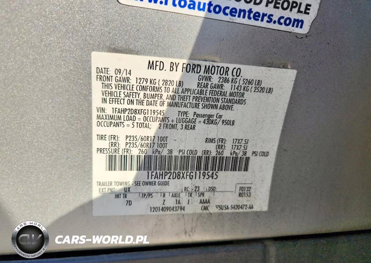 2015 Ford Taurus Se VIN:1FAHP2D8XFG119545 - 12