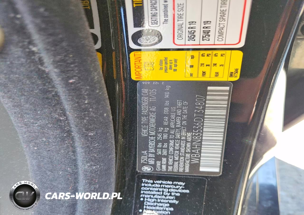 2006 BMW 750 Li VIN:WBAHN83536DT34807 - 12