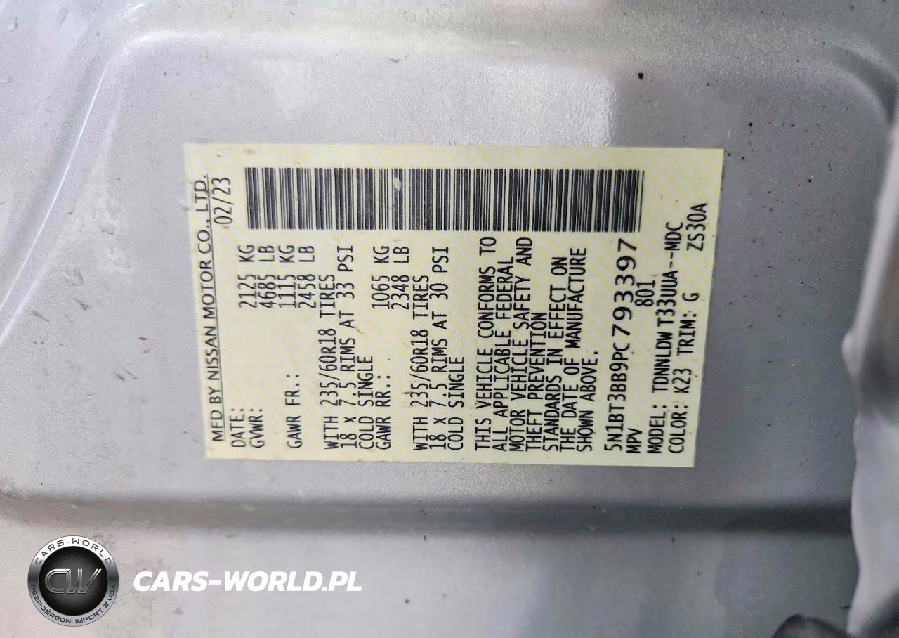 2023 Nissan Rogue Sv VIN:5N1BT3BB9PC793397 - 12