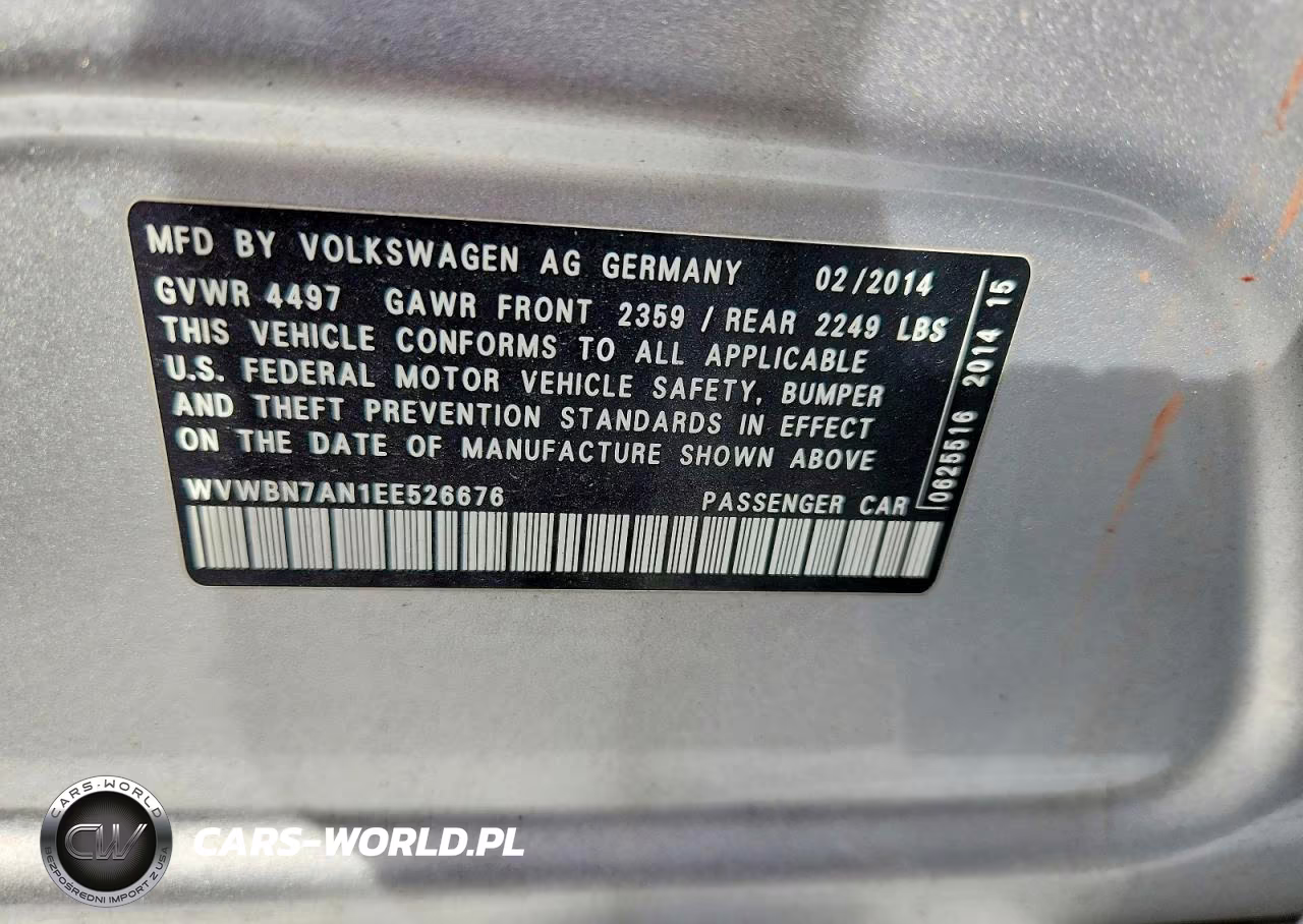 2014 Volkswagen Cc Sport VIN:WVWBN7AN1EE526676 - 12