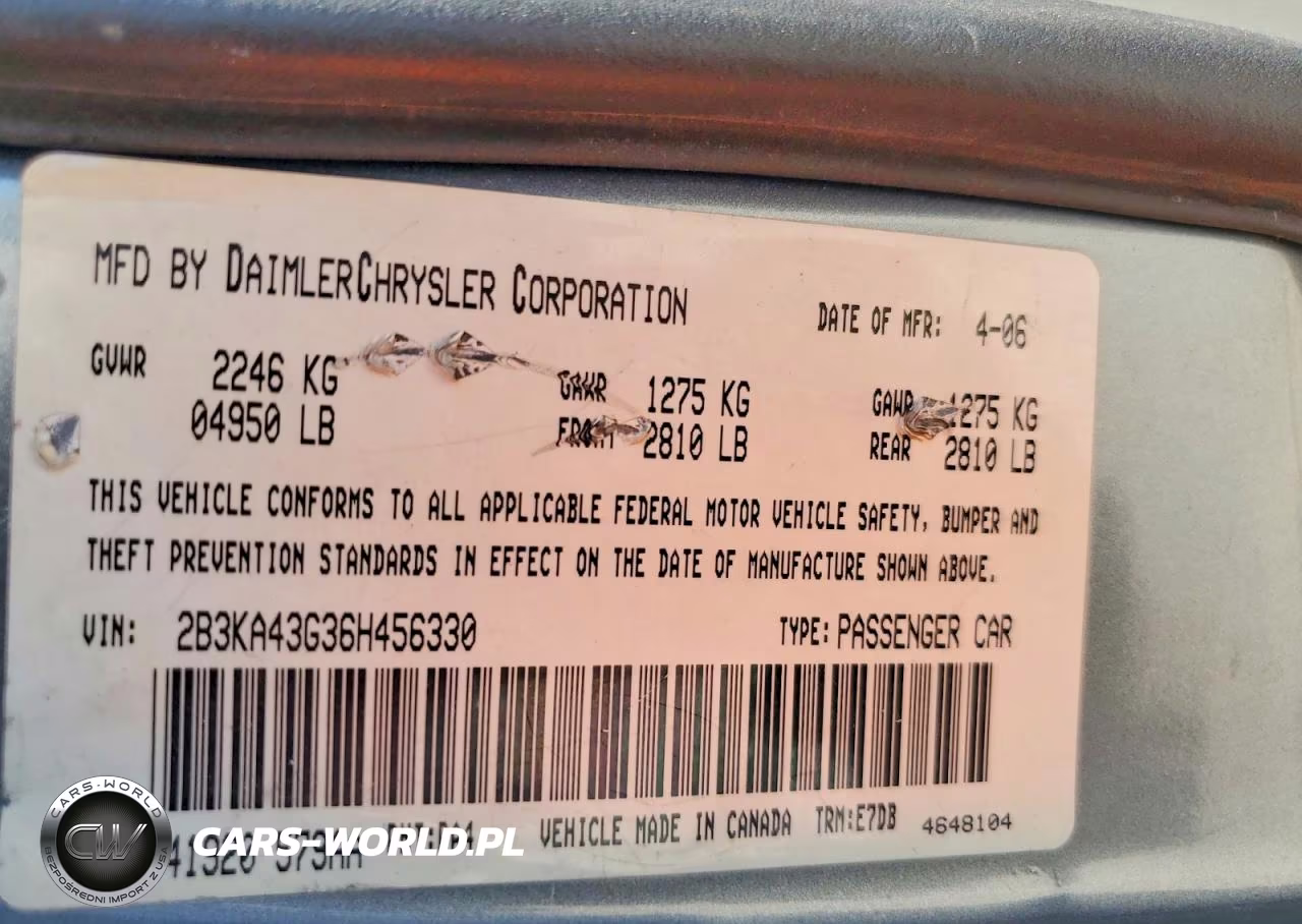2006 Dodge Charger Se VIN:2B3KA43G36H456330 - 13