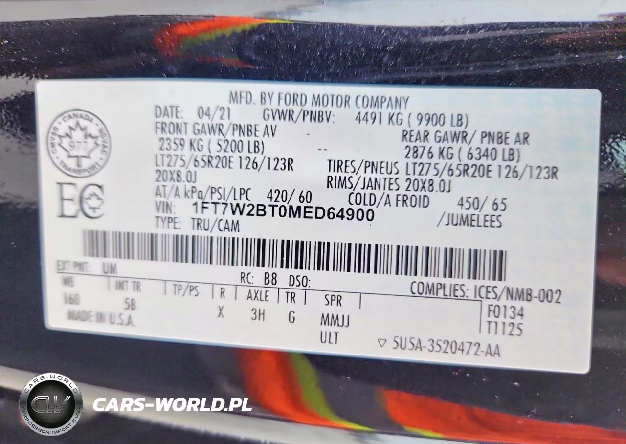 2021 Ford F250 Super Duty VIN:1FT7W2BT0MED64900 - 12