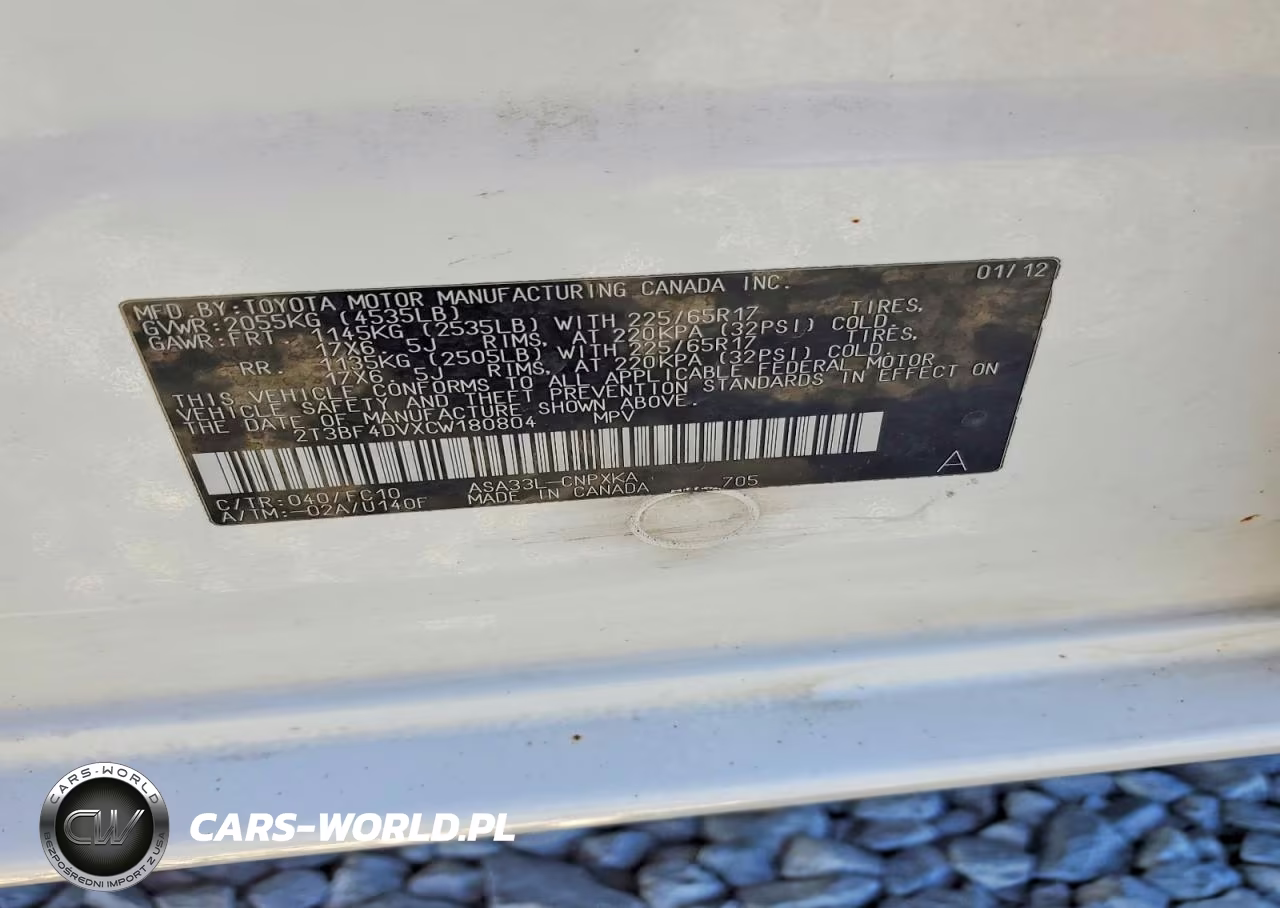 2012 Toyota Rav4 Base VIN:2T3BF4DVXCW180804 - 12