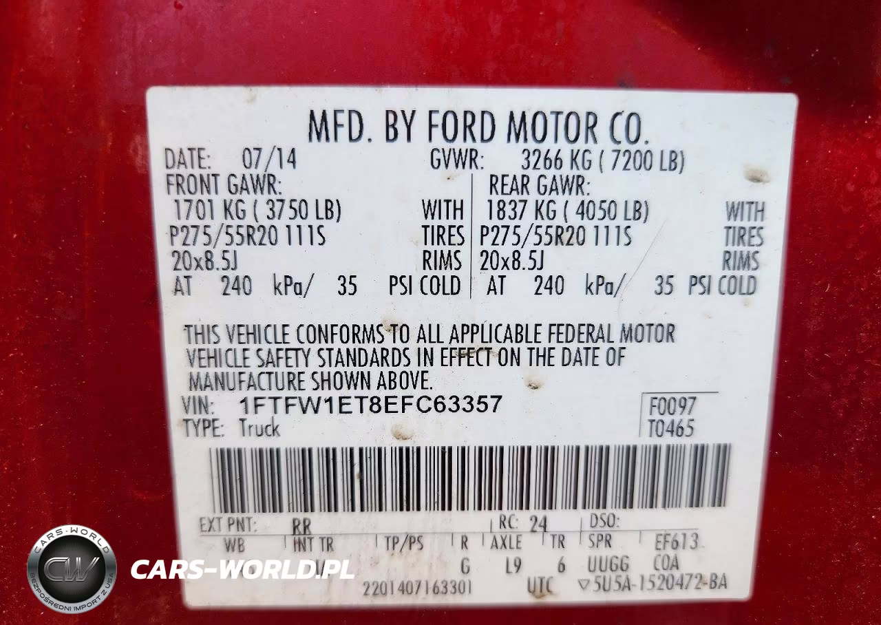 2014 Ford F150 Supercrew VIN:1FTFW1ET8EFC63357 - 12