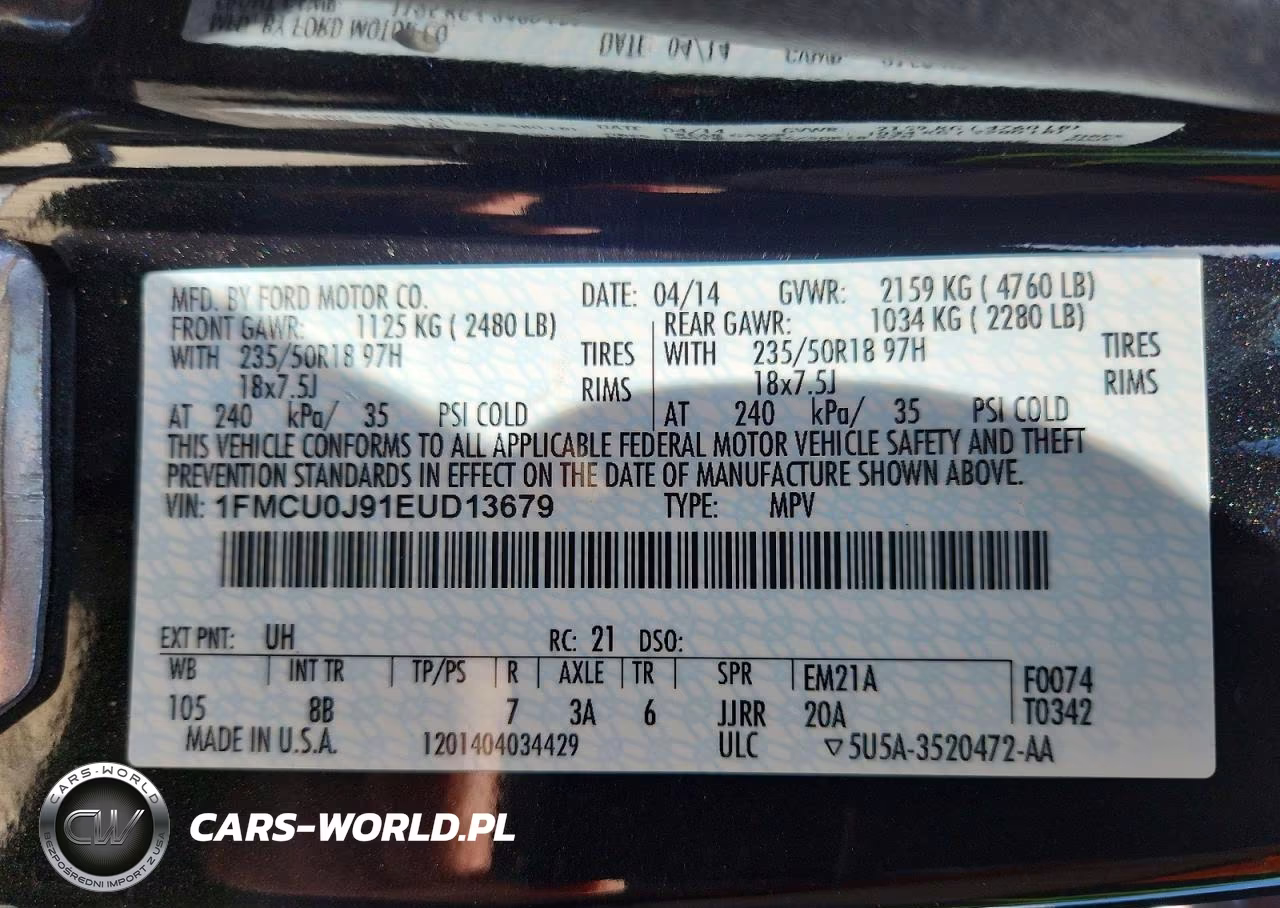 2014 Ford Escape Titanium VIN:1FMCU0J91EUD13679 - 14