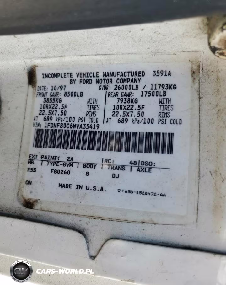 1999 Ford F800 Dump Truck VIN:3FENF80C8XMA09895 - 10