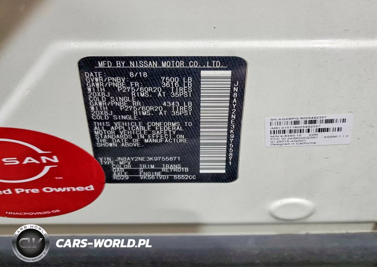 2019 Nissan Armada Platinum VIN:JN8AY2NE3K9755871 - 13