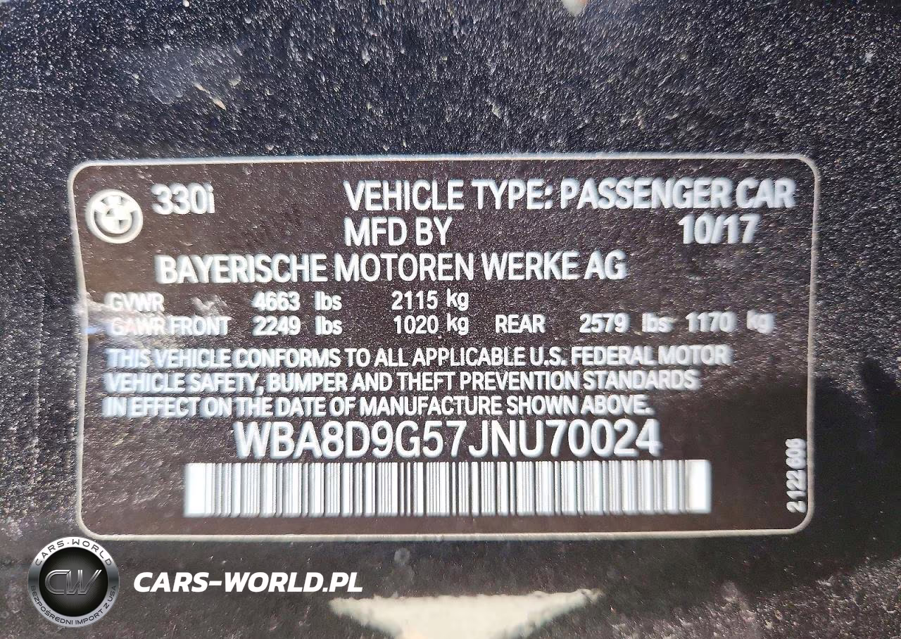2018 BMW 330 Xi VIN:WBA8D9G57JNU70024 - 12