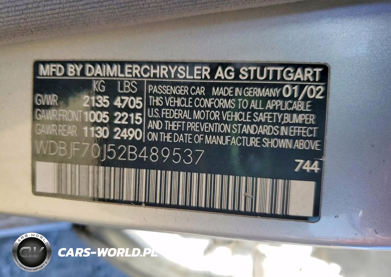 2002 Mercedes-Benz E 430 VIN:WDBJF70J52B489537 - 12
