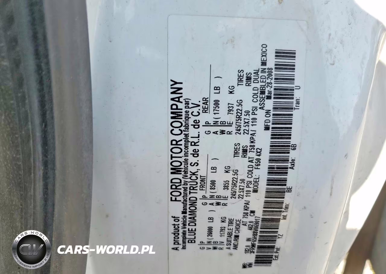 2008 Ford F650 Super Duty VIN:3FRWF65H88V069017 - 11