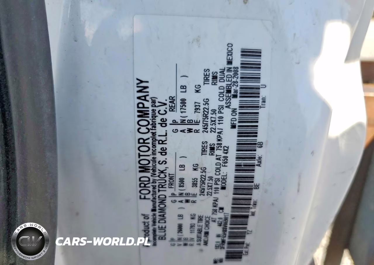 2008 Ford F650 Super Duty VIN:3FRWF65H88V069017 - 12