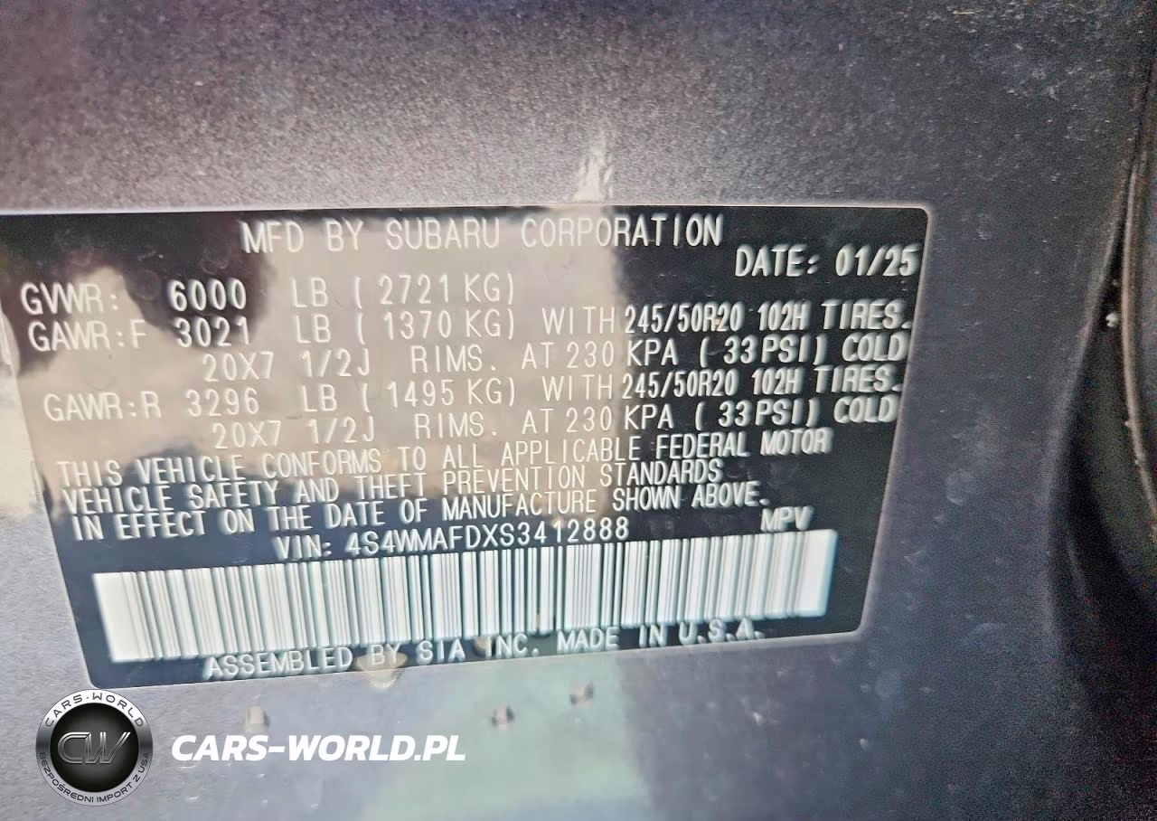 2025 Subaru Ascent Onyx Edition VIN:4S4WMAFDXS3412888 - 13