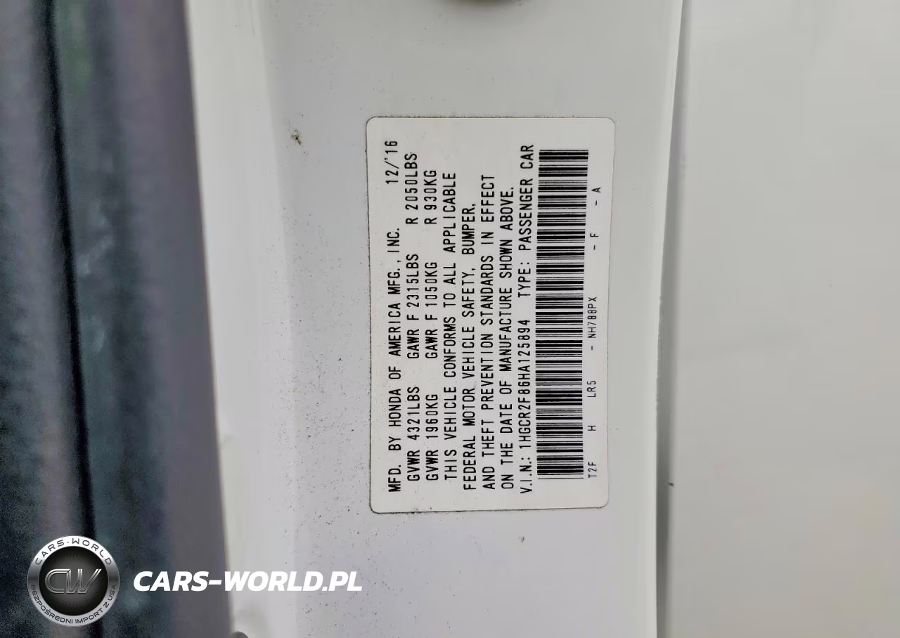 2017 Honda Accord Exl VIN:1HGCR2F86HA125894 - 12