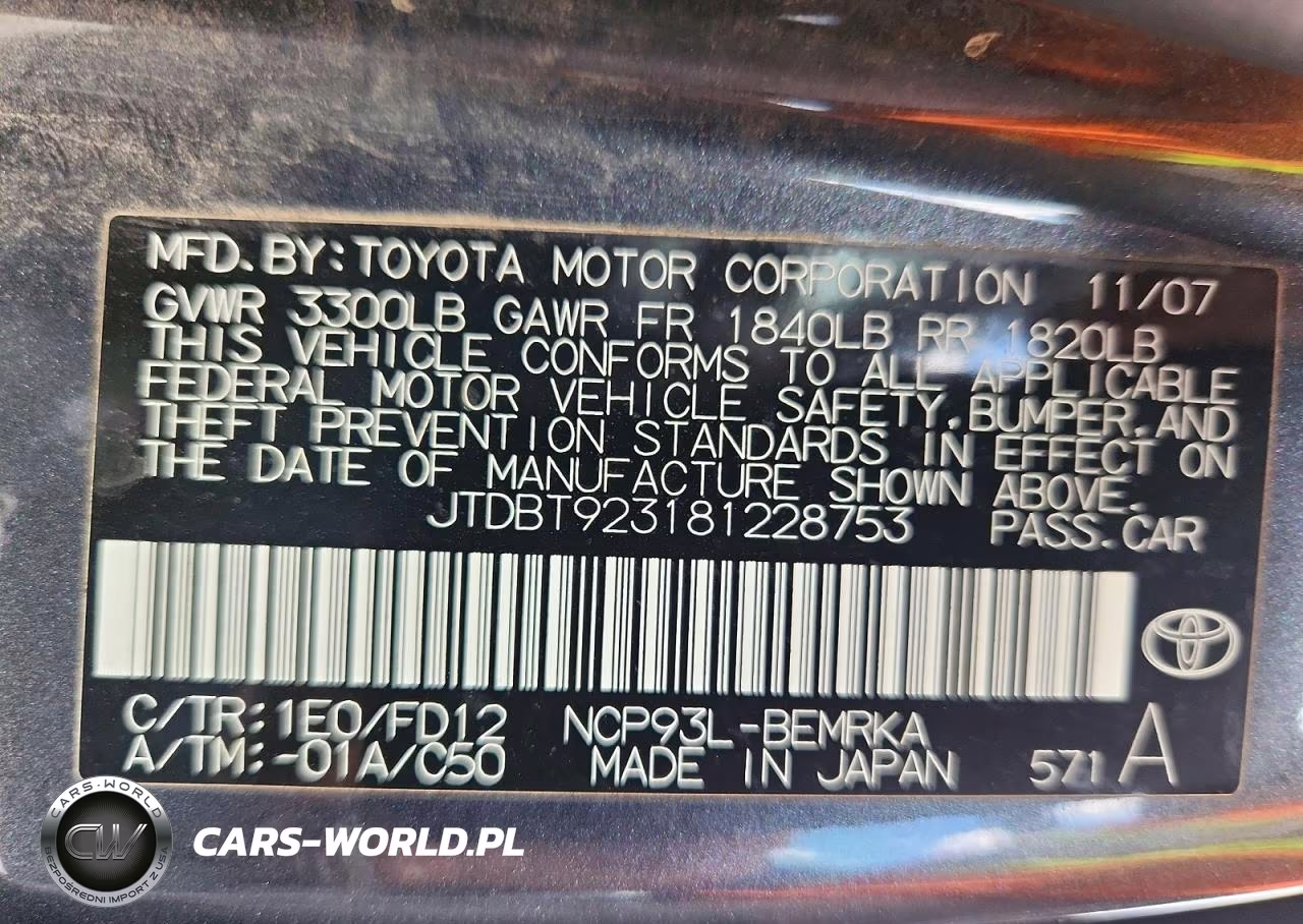 2008 Toyota Yaris Base VIN:JTDBT923181228753 - 12