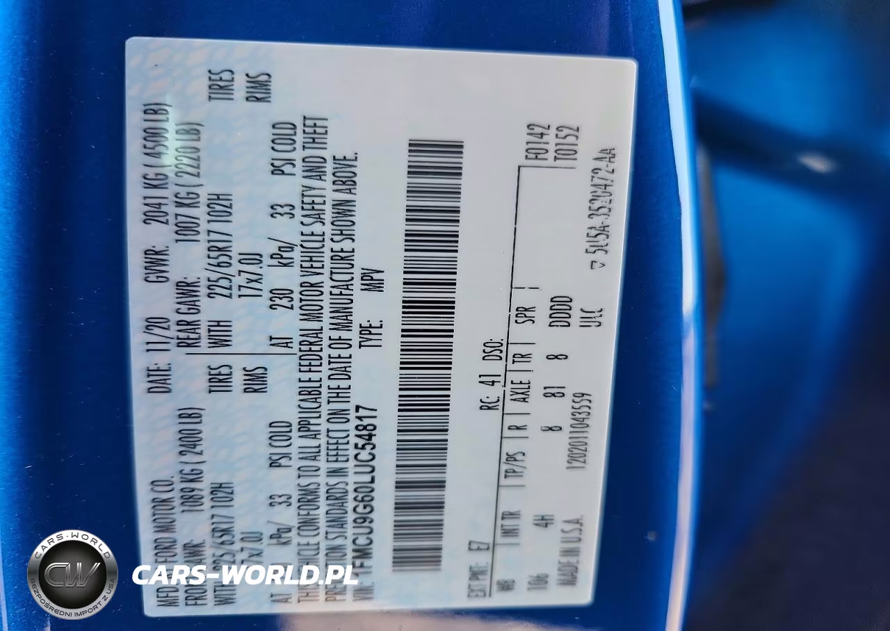 2020 Ford Escape Se VIN:1FMCU9G60LUC54817 - 13