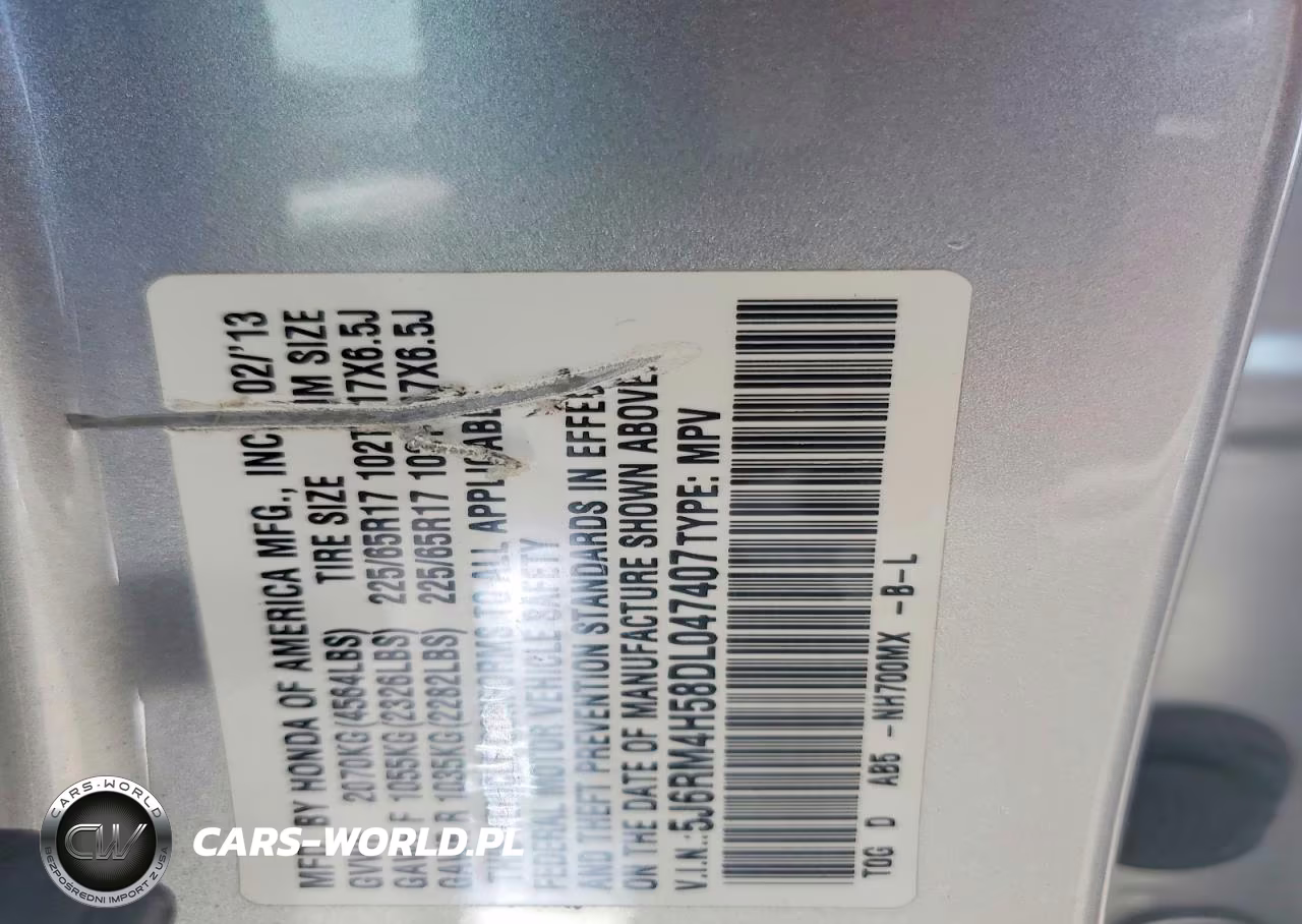 2013 Honda Cr-V Ex VIN:5J6RM4H58DL047407 - 12