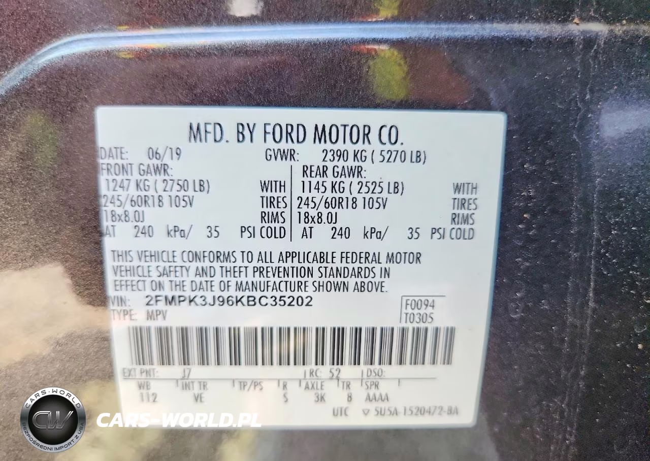 2019 Ford Edge Sel VIN:2FMPK3J96KBC35202 - 12