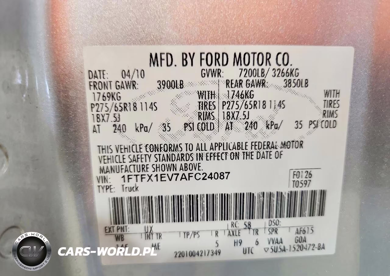 2010 Ford F150 Super Cab VIN:1FTFX1EV7AFC24087 - 12