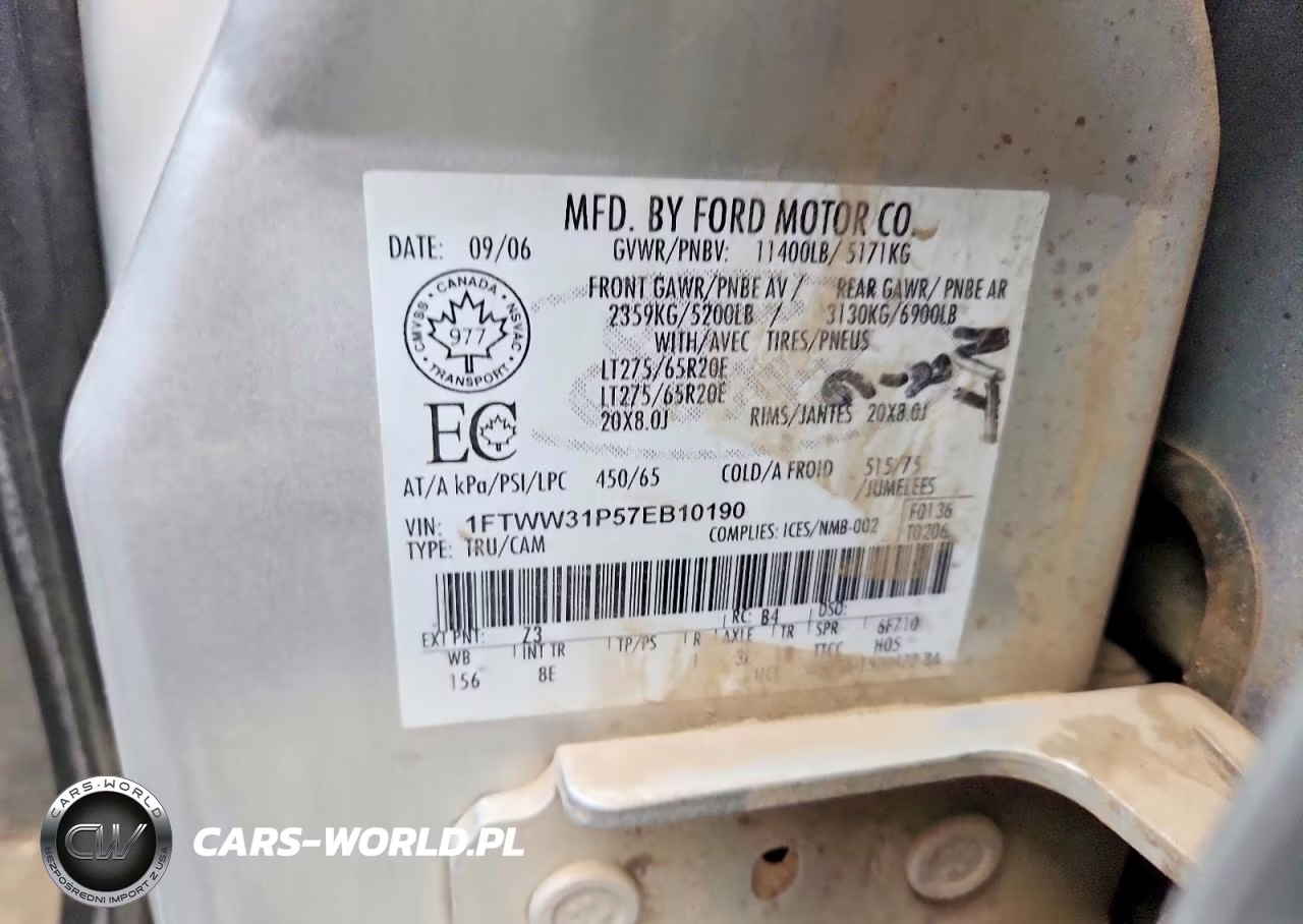 2007 Ford F350 Srw Super Duty VIN:1FTWW31P57EB10190 - 12