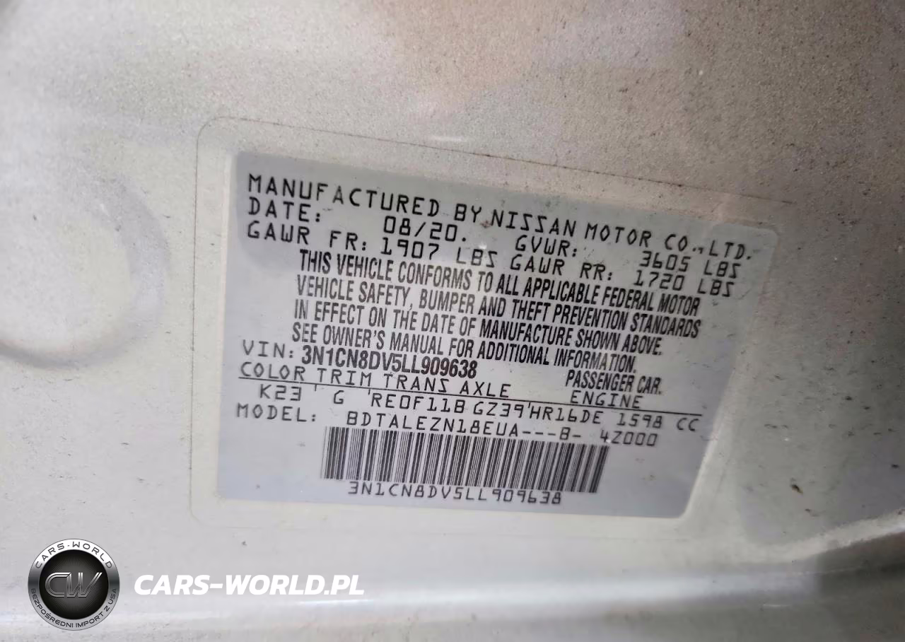 2020 Nissan Versa S VIN:3N1CN8DV5LL909638 - 12