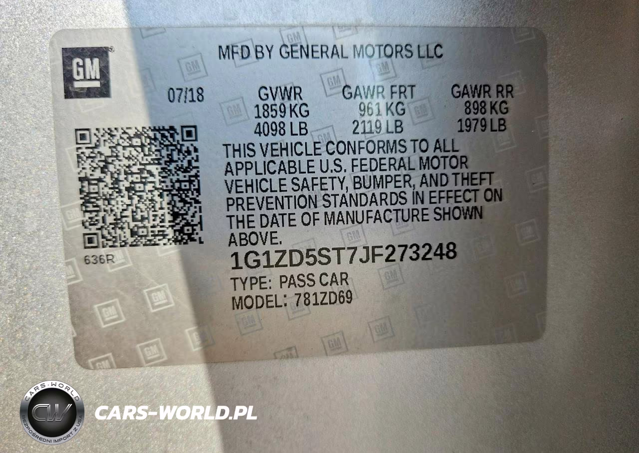 2018 Chevrolet Malibu Lt VIN:1G1ZD5ST7JF273248 - 12