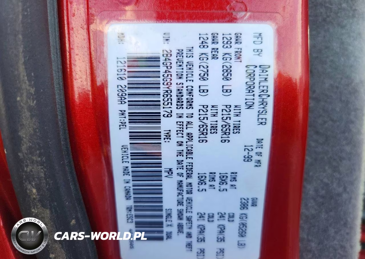 2000 Dodge Caravan Se VIN:2B4GP45G9YR655179 - 13