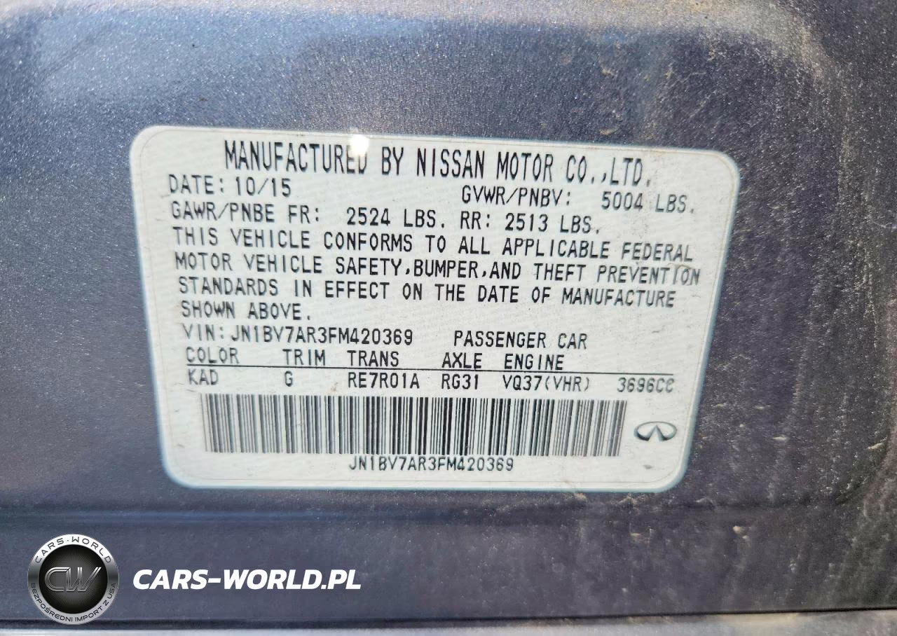 2015 Infiniti Q50 Base VIN:JN1BV7AR3FM420369 - 12