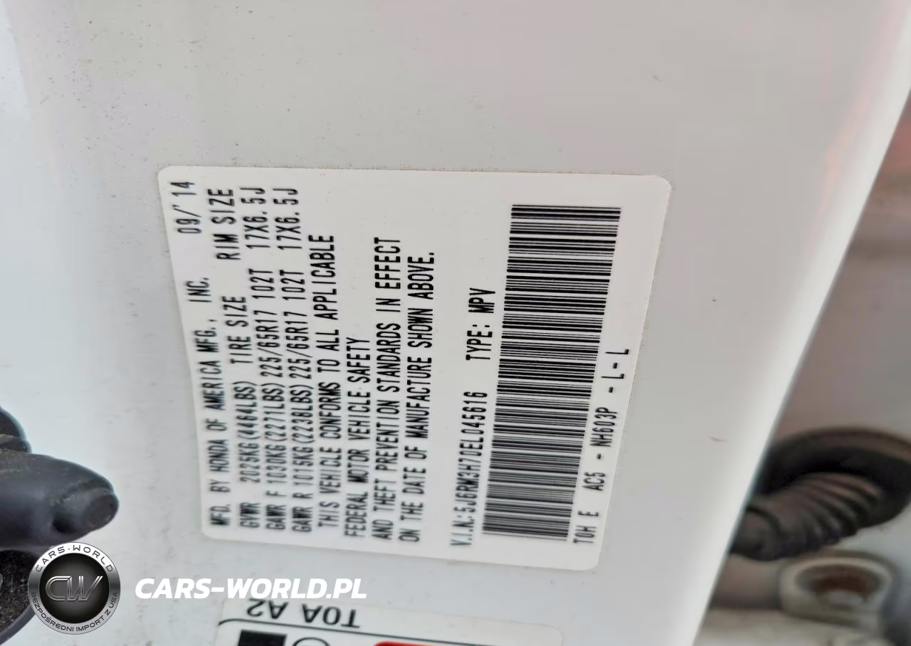2014 Honda Cr-V Exl VIN:5J6RM3H70EL045616 - 14