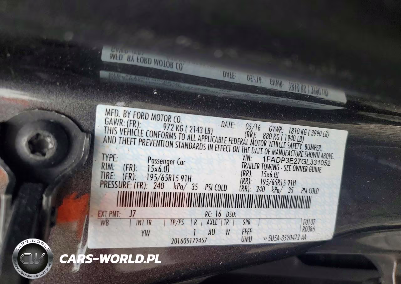 2016 Ford Focus S VIN:1FADP3E27GL331052 - 12