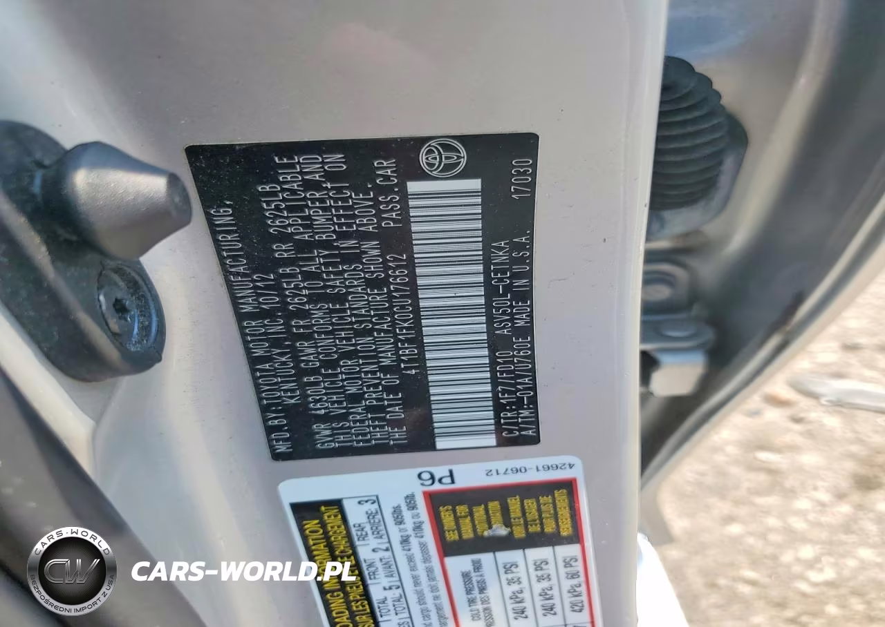 2012 Toyota Camry Le VIN:4T1BF1FK0CU176612 - 12