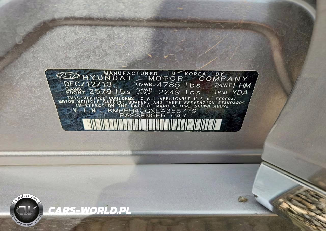2014 Hyundai Azera Limited VIN:KMHFH4JGXEA356779 - 13