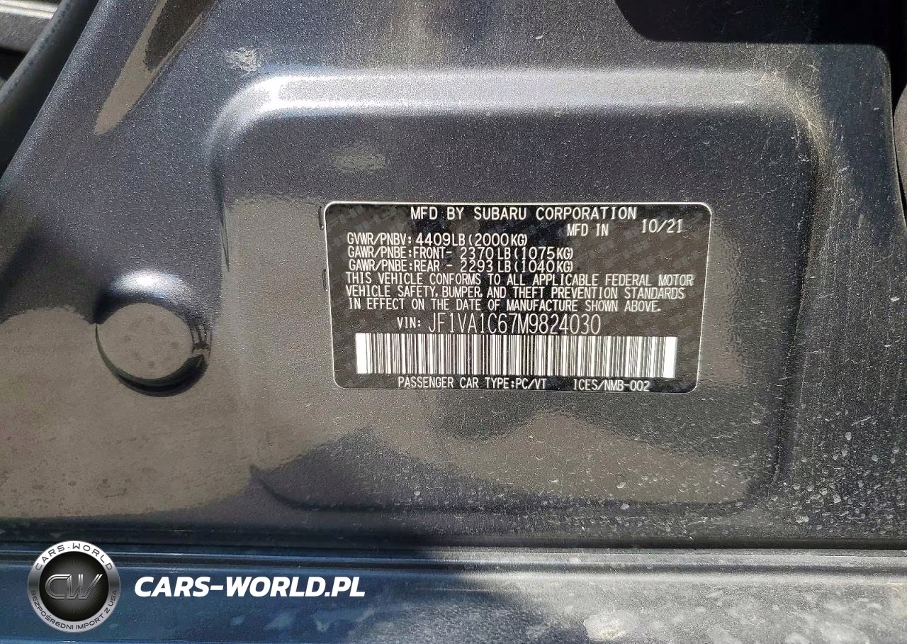 2021 Subaru Wrx Premium VIN:JF1VA1C67M9824030 - 13