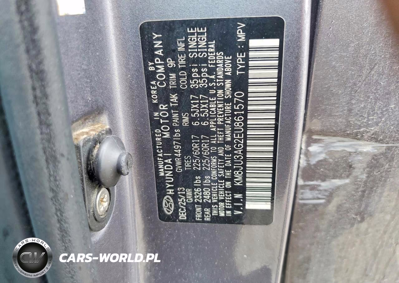 2014 Hyundai Tucson Se VIN:KM8JU3AG2EU861570 - 12