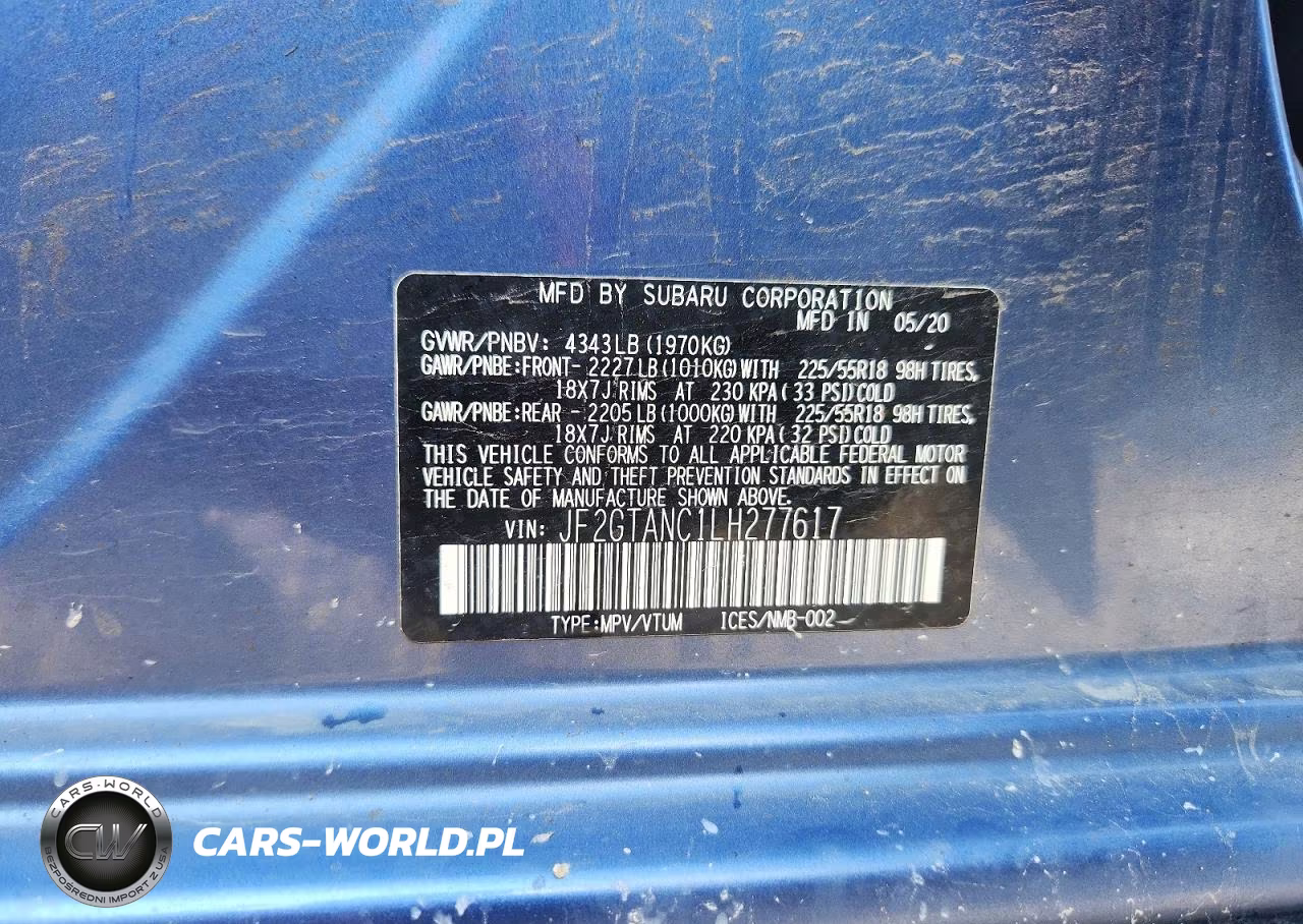 2020 Subaru Crosstrek Limited VIN:JF2GTANC1LH277617 - 13
