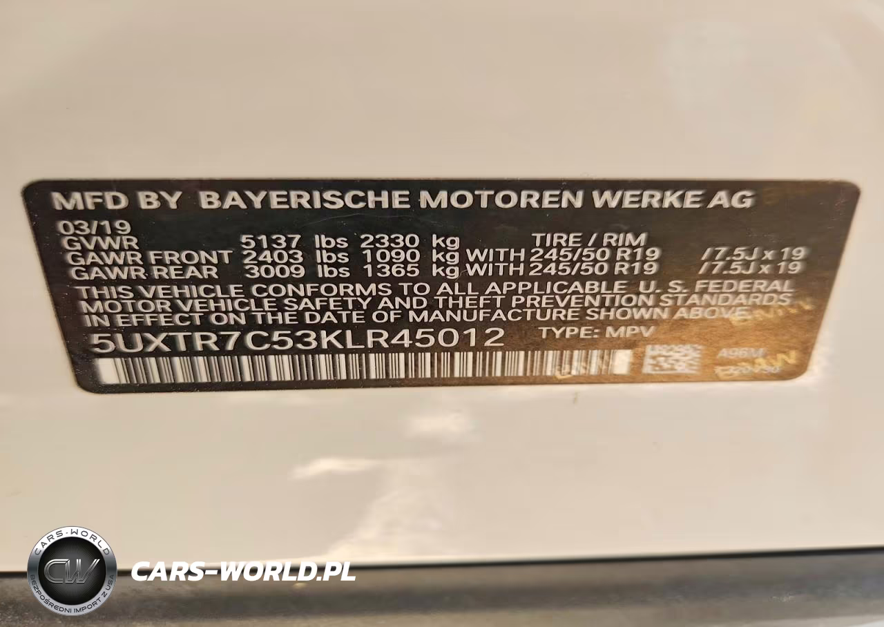 2019 BMW X3 Sdrive30I VIN:5UXTR7C53KLR45012 - 13