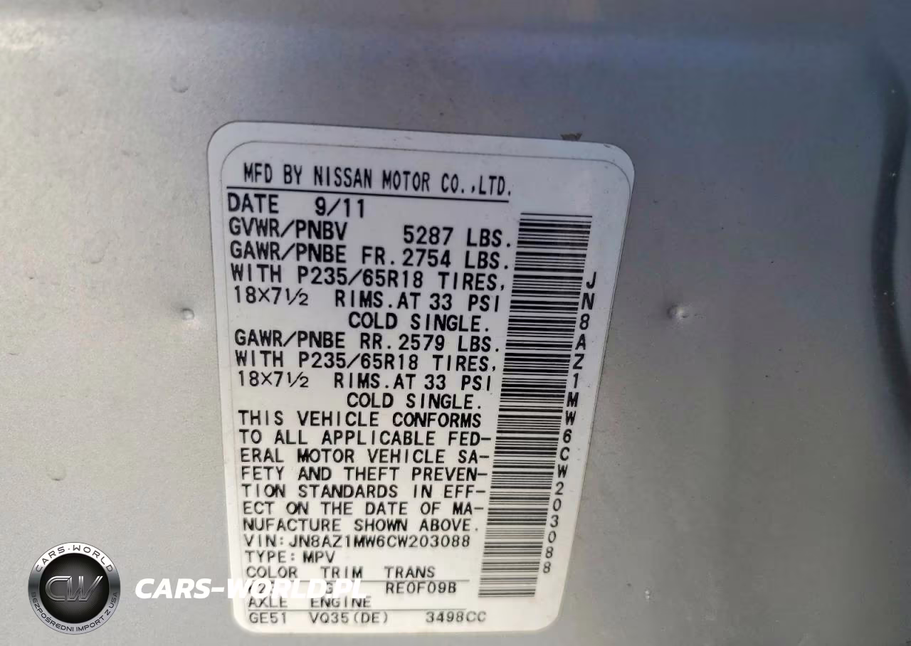 2012 Nissan Murano S VIN:JN8AZ1MW6CW203088 - 12