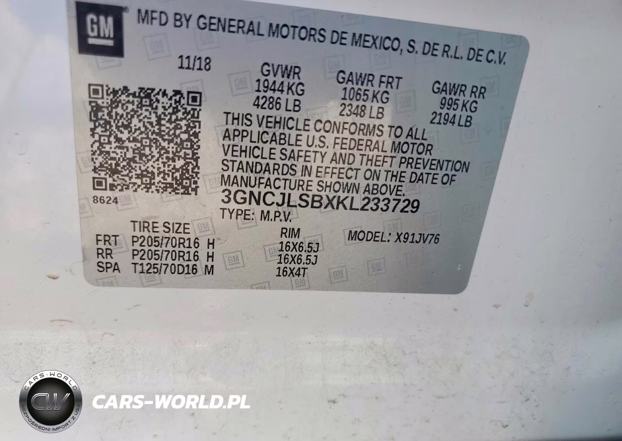 2019 Chevrolet Trax 1Lt VIN:3GNCJLSBXKL233729 - 13