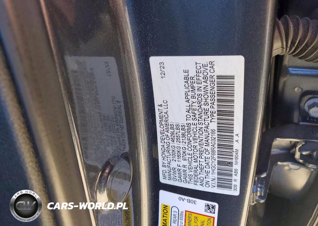 2024 Honda Accord Hybrid Exl VIN:1HGCY2F68RA032166 - 12