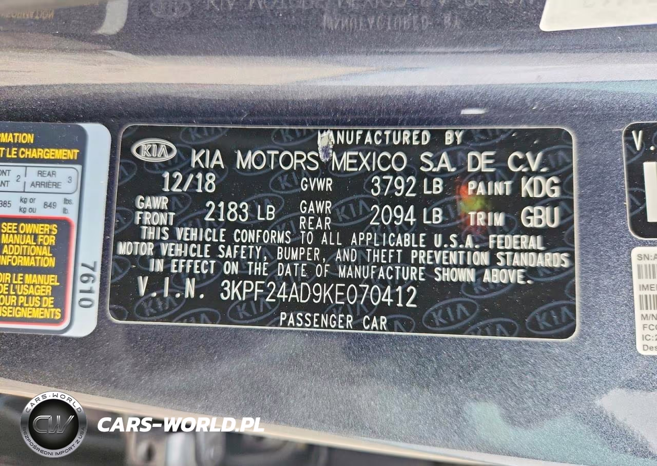 2019 Kia Forte Lxs VIN:3KPF24AD9KE070412 - 12