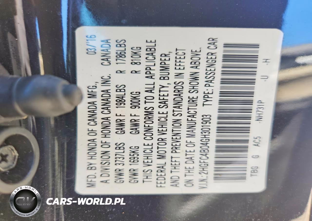 2016 Honda Civic Lx VIN:2HGFC4B04GH301903 - 12