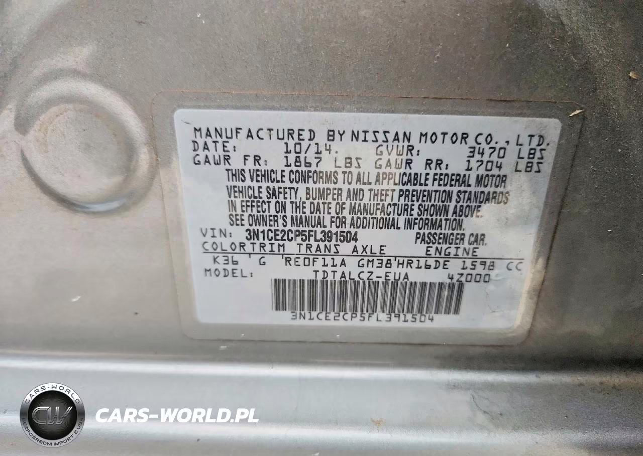 2015 Nissan Versa Note S Plus VIN:3N1CE2CP5FL391504 - 12