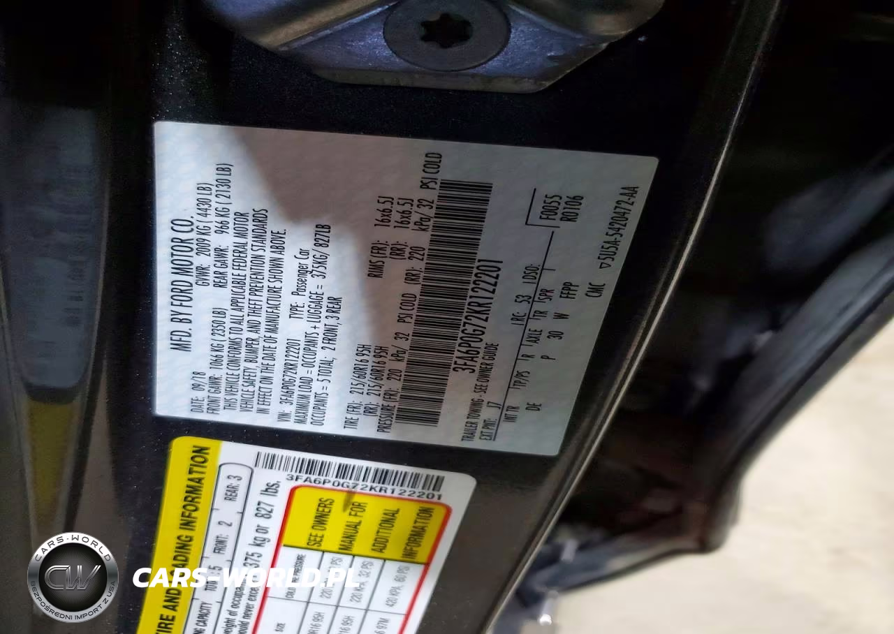 2019 Ford Fusion S VIN:3FA6P0G72KR122201 - 12