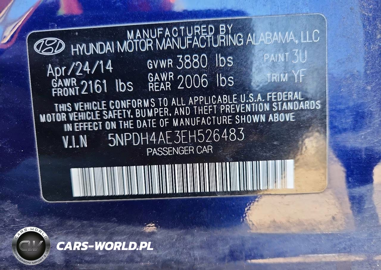 2014 Hyundai Elantra Se VIN:5NPDH4AE3EH526483 - 12
