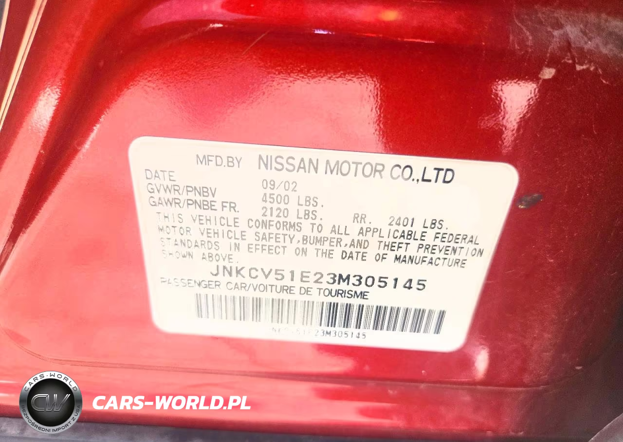 2003 Infiniti G35 Base VIN:JNKCV51E23M305145 - 12