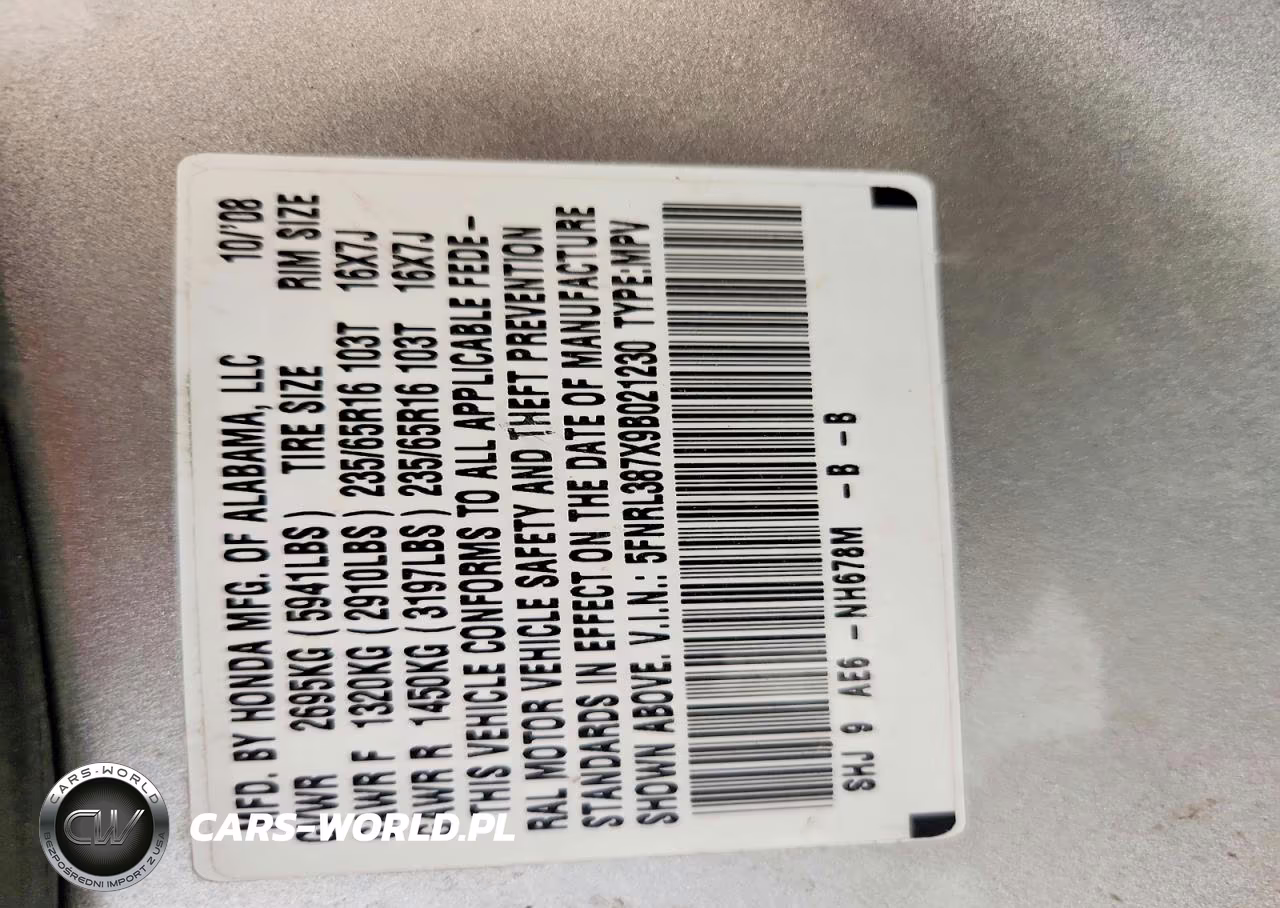 2009 Honda Odyssey Exl VIN:5FNRL387X9B021230 - 13