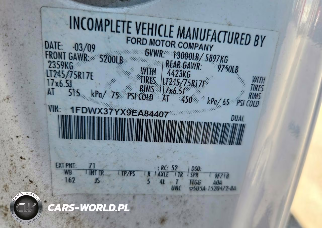 2009 Ford F350 Super Duty VIN:1FDWX37YX9EA84407 - 12