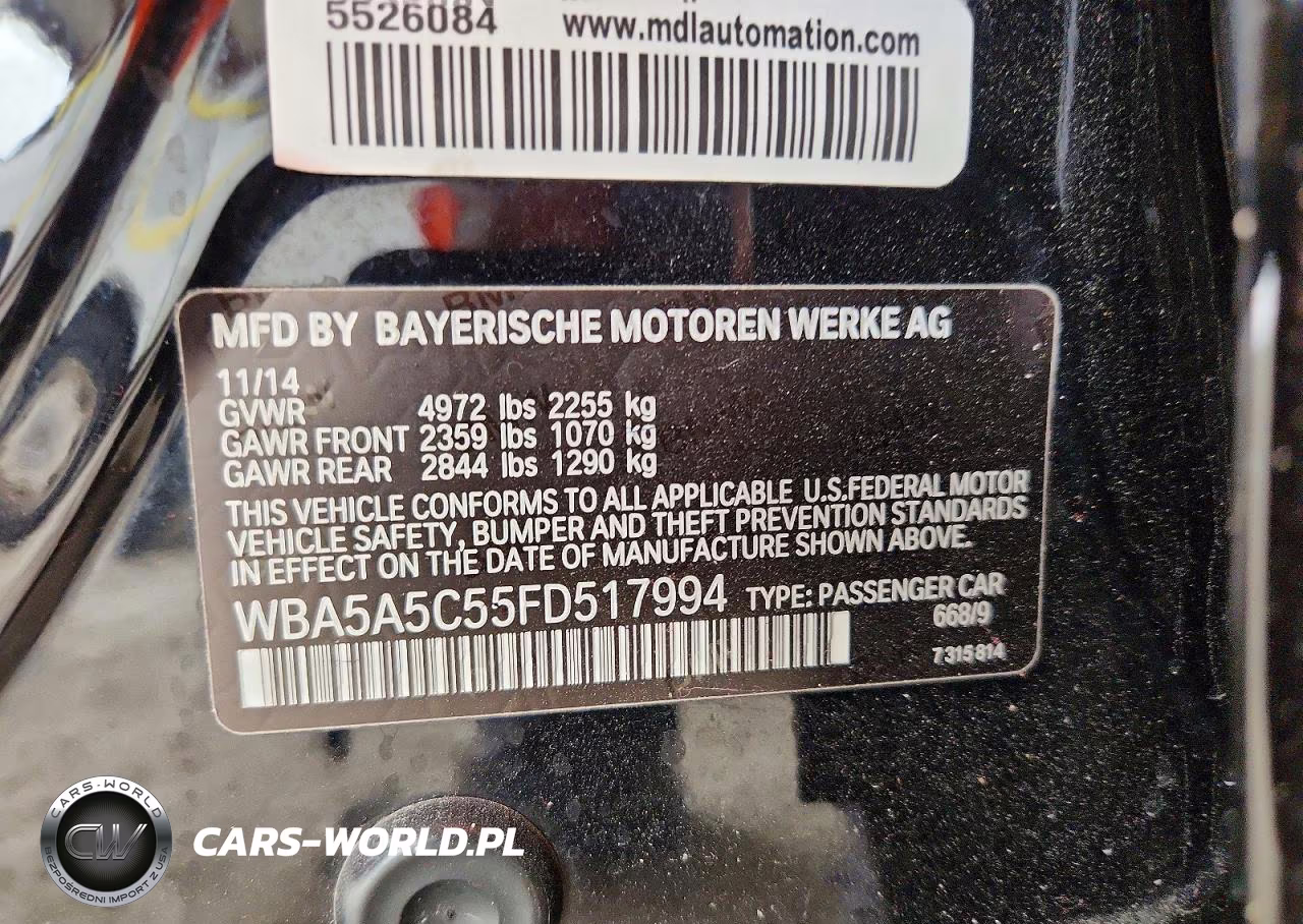 2015 BMW 528 I VIN:WBA5A5C55FD517994 - 12